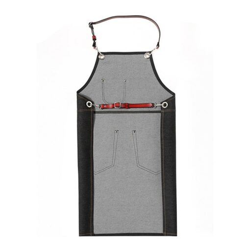 Tablier en denim noir pour tenue de travail de barbier et fleuriste