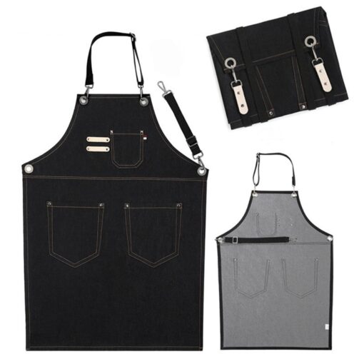 Black Denim Apron Barber Florist Workwear