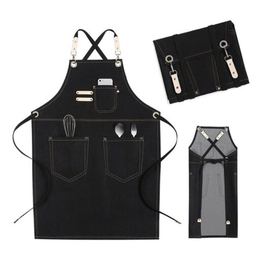 Black Denim Apron Barber Florist Workwear