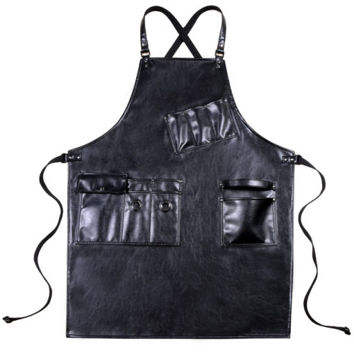 Cross-back Black PU Apron Barber Workwear