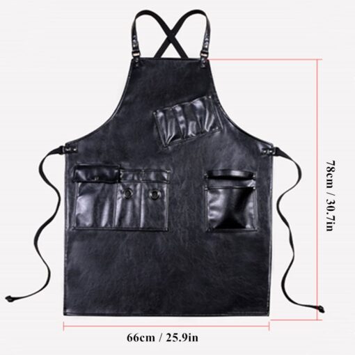 Cross-back Black PU Apron Barber Workwear