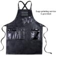 Cross-back Black PU Apron Barber Workwear