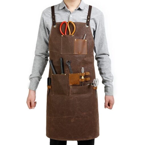 Cross-back Waxed Canvas Industrial Apron