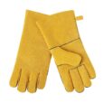 Yellow Leather Gloves BBQ Grilling Work Gear