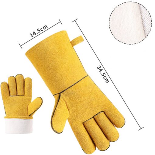 Gants en cuir jaune pour barbecue et ustensiles de grillade