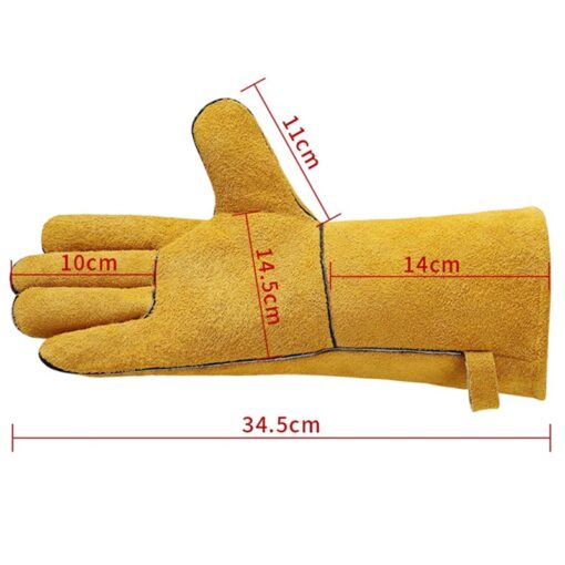 Gants en cuir jaune pour barbecue et ustensiles de grillade