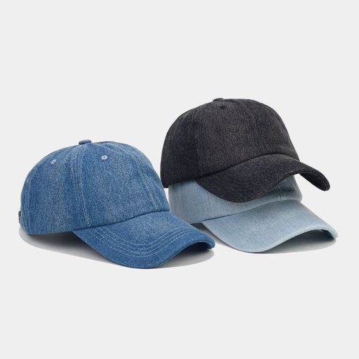 Blauwe Denim Baseballpet Zwarte Zonnehoed