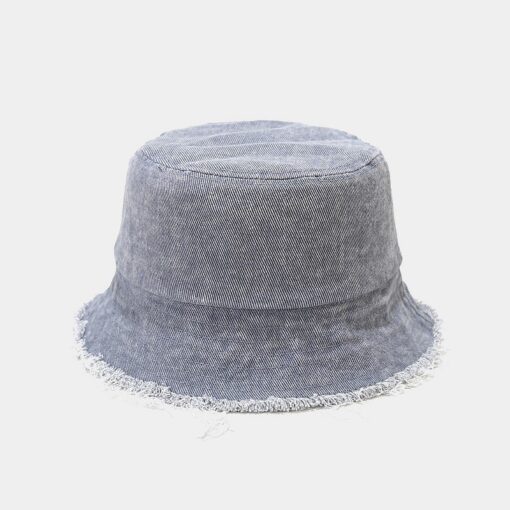 Blue Denim Bucket Hat Gray Round Cap