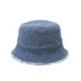 Blue Denim Bucket Hat Gray Round Cap