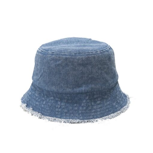 Chapeau Bob En Denim Bleu Casquette Ronde Grise