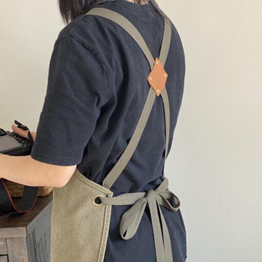 Cross-back Canvas Apron Cafe Workwear