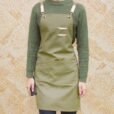 Long Khaki Gray Cotton Apron