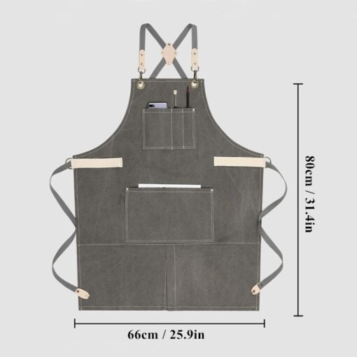 Canvas schort met gespleten pijpen en kruislings rugbanden